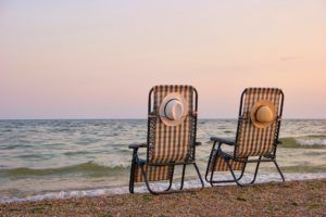 deck chairs on a beach