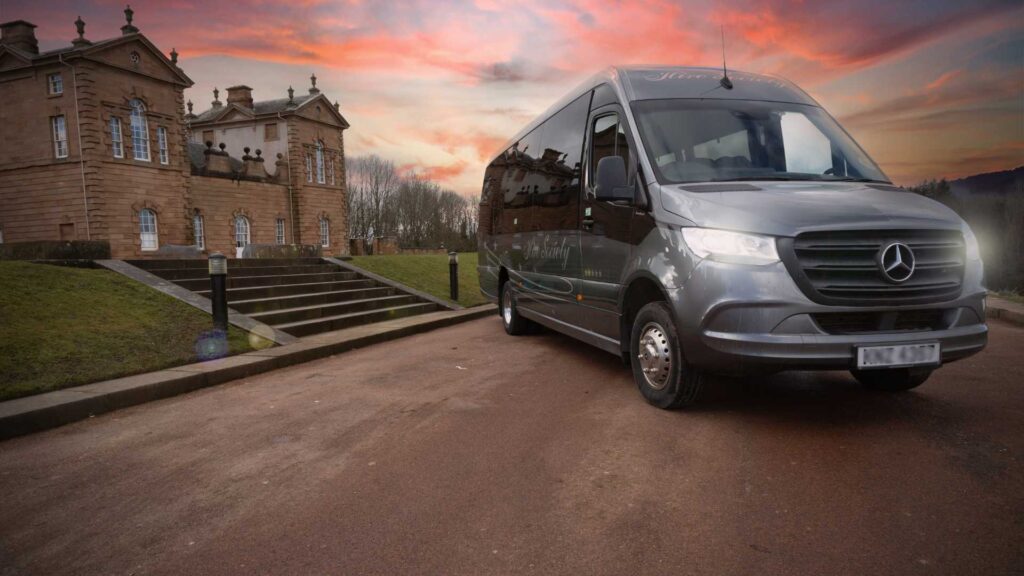 19 Seater Hire Society Midi Coach Scenic Backdrop