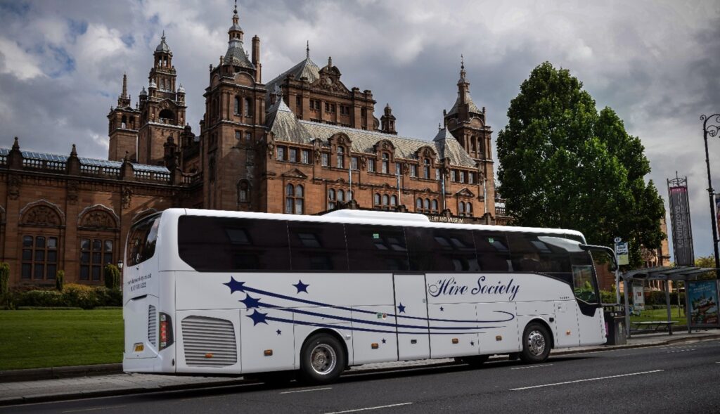 Hire Society Coach at Glasgow Landmark