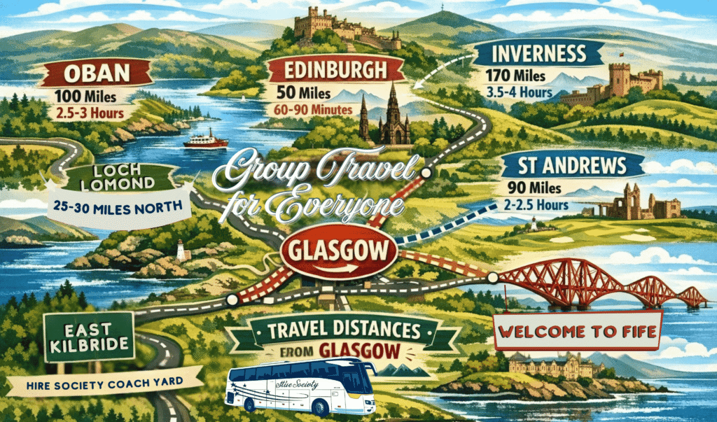 Scottish Destination Distances from Glasgow - Coach Hire Society