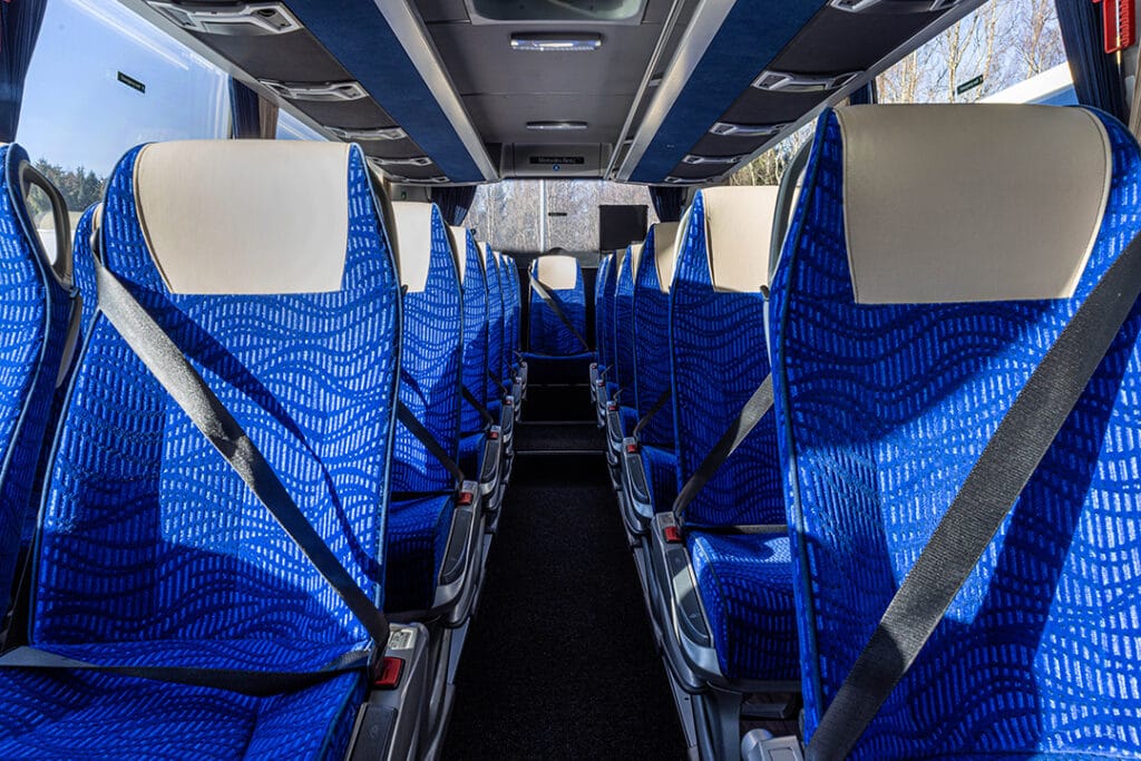 3-point seat belt in Hire Society coach