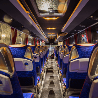 Group airport transfer Tourismo coach interior Scotland