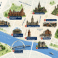 Glasgow tourist map showing 15 must see attractions including Cathedral museums and landmarks 1 85x85
